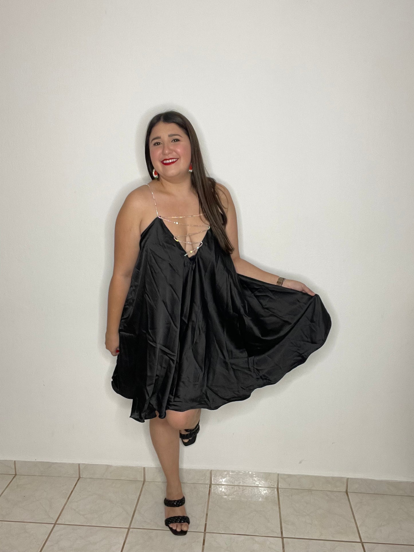 Rhinestone Strap Short Dress