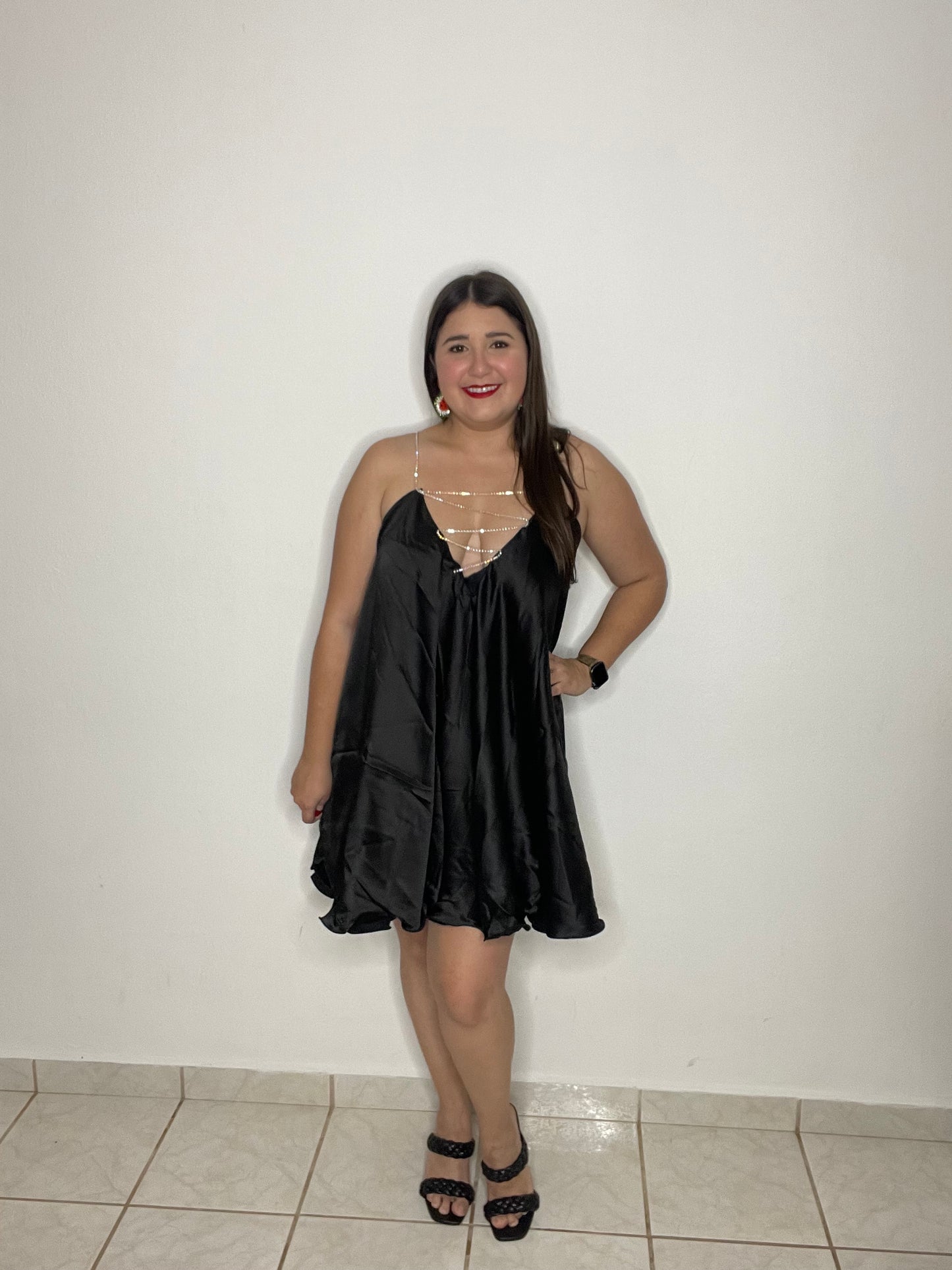Rhinestone Strap Short Dress