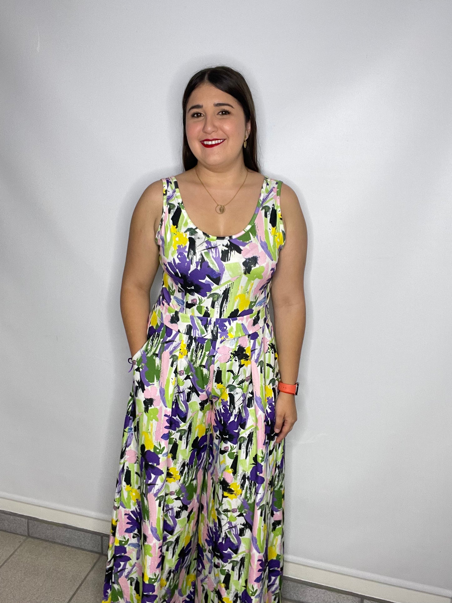 Floral and Paint Print Bodysuit