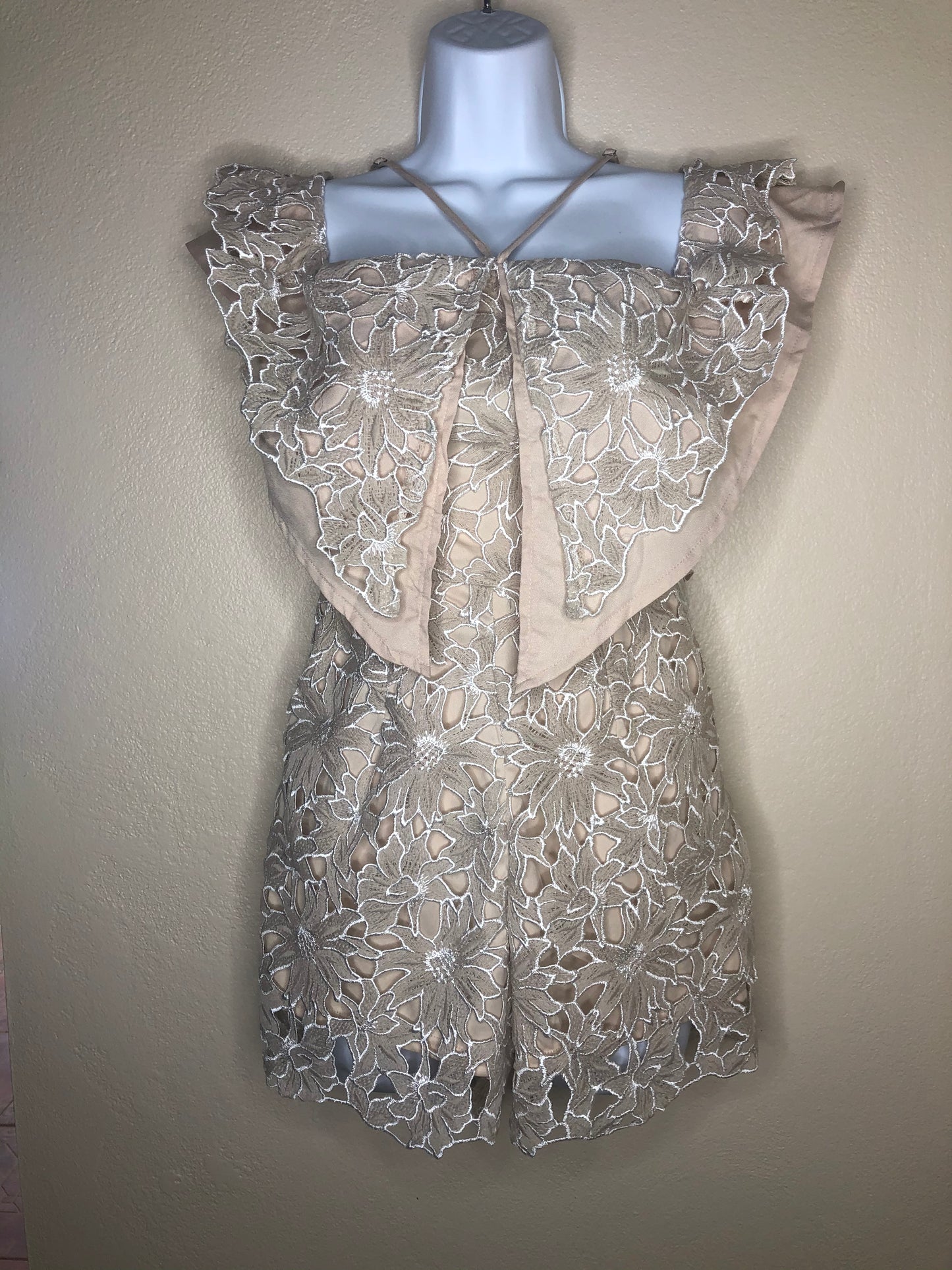 Beige Flowers Romper