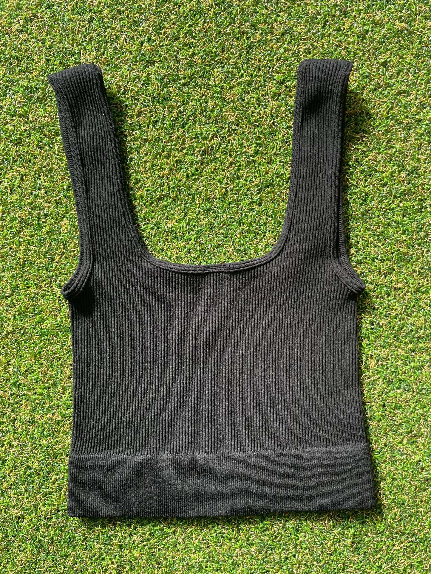 -Square Neck Ribbed Crop Top
