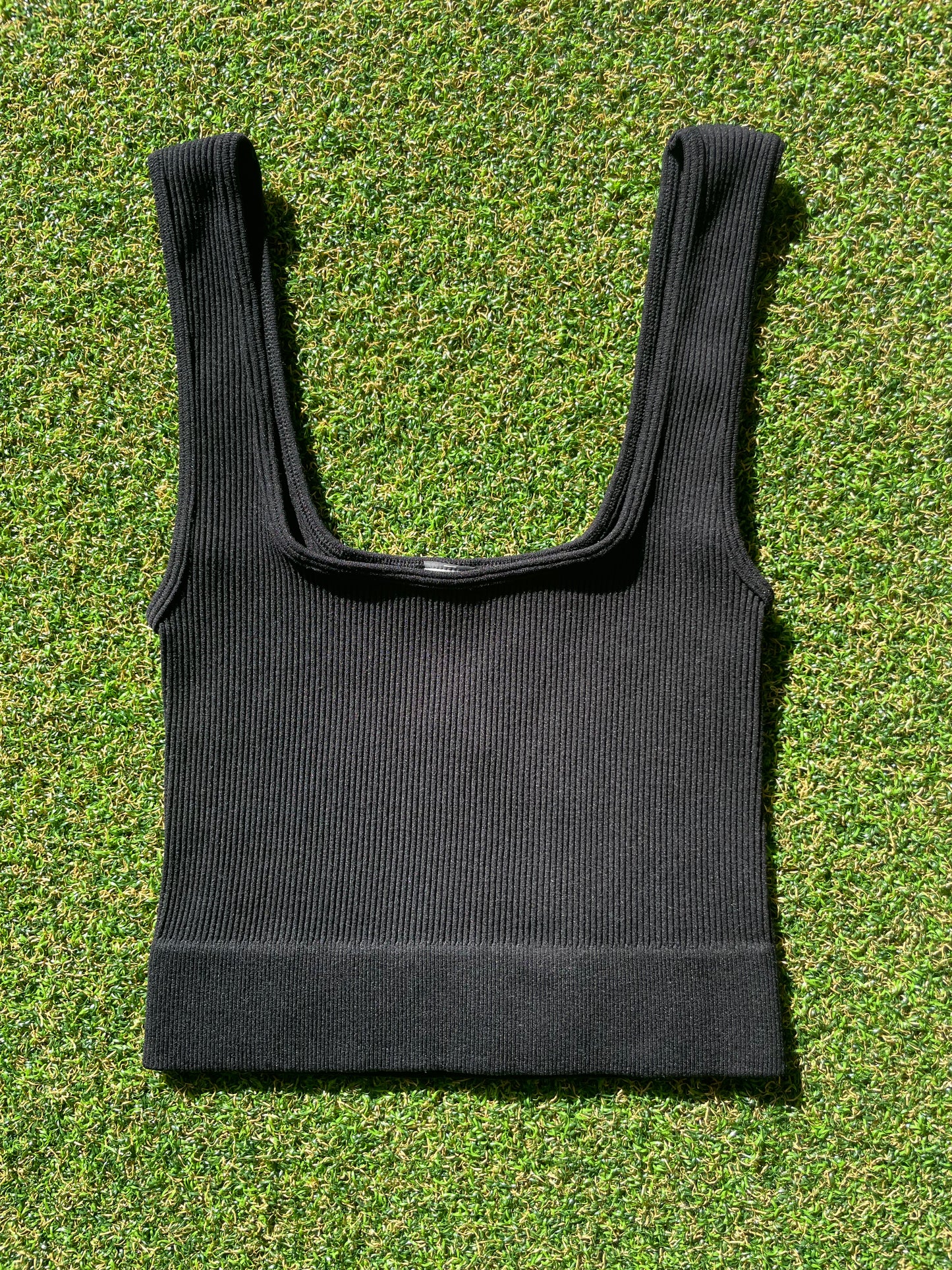 -Square Neck Ribbed Crop Top