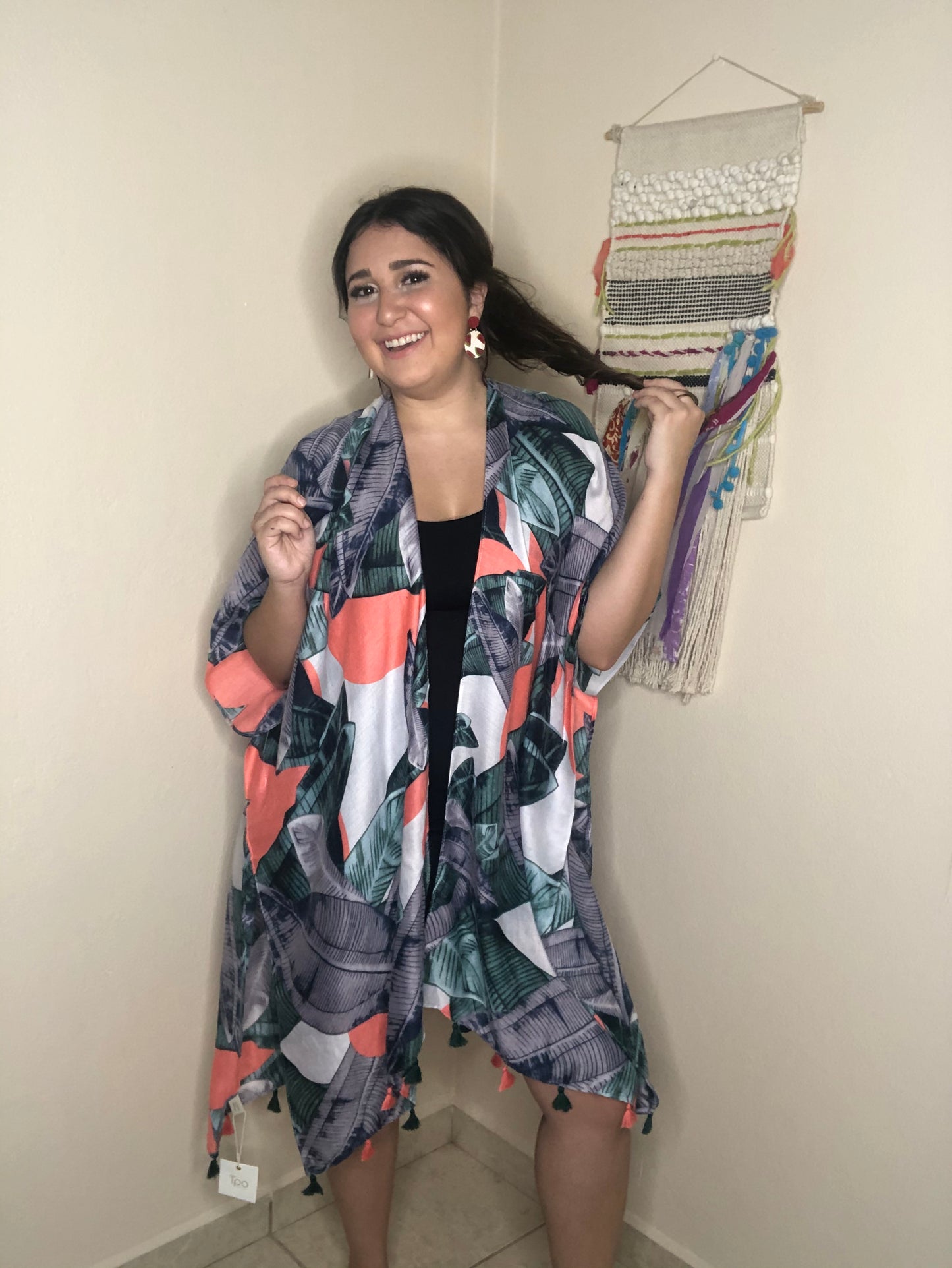 Kimono with Neon Leaves