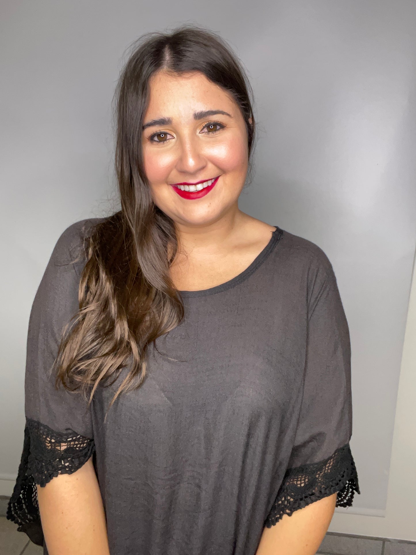 Black lace detail Poncho