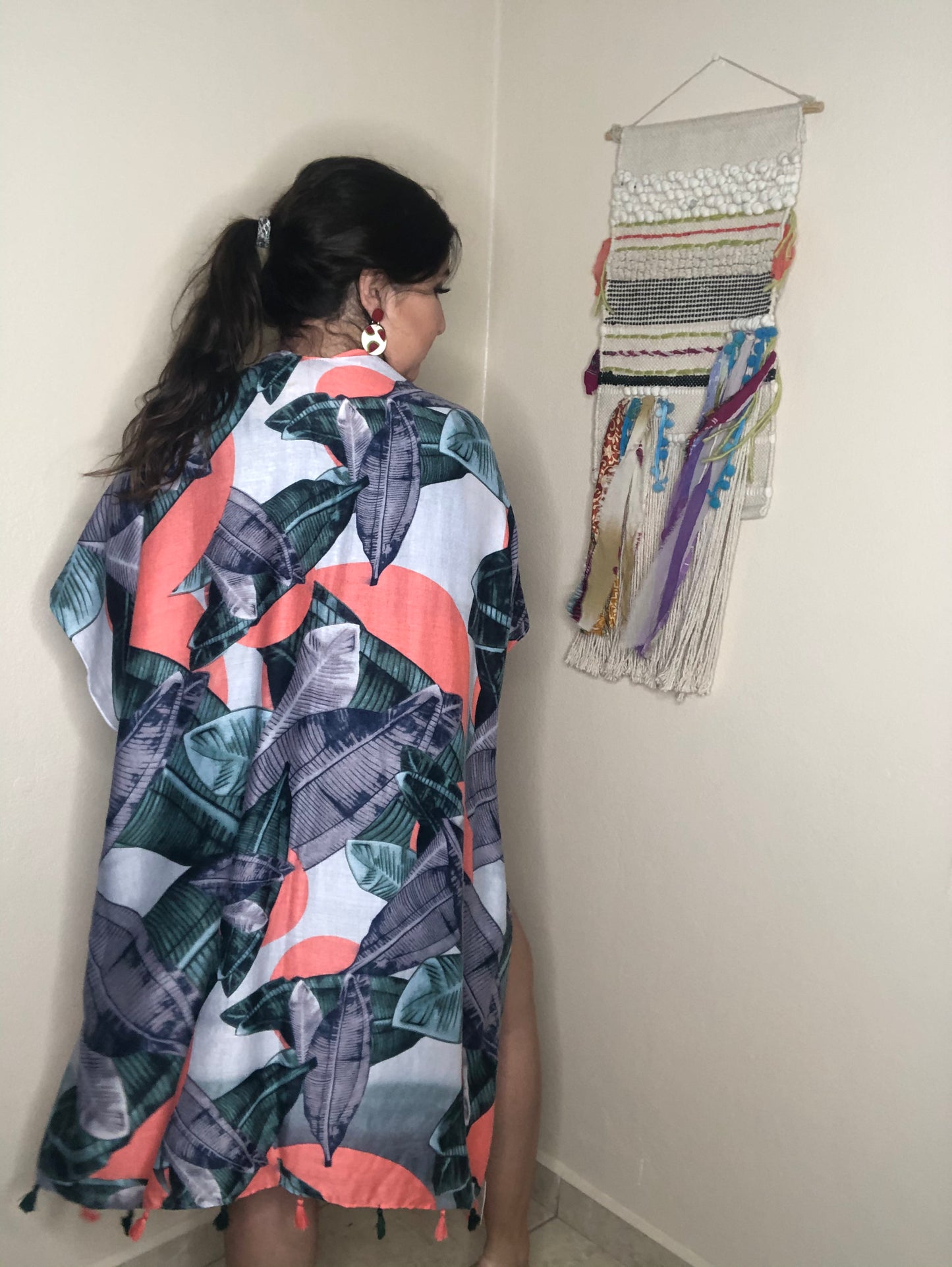 Kimono with Neon Leaves