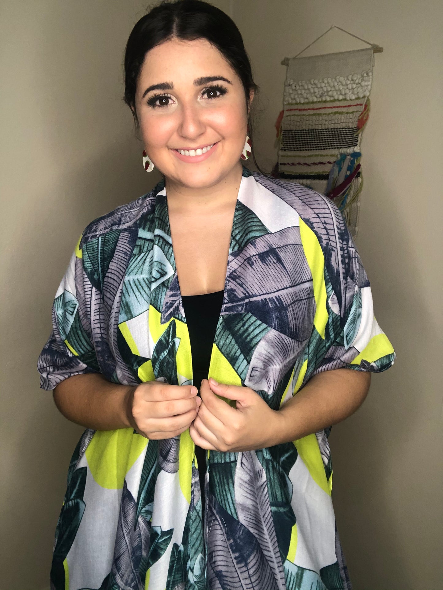Kimono with Neon Leaves