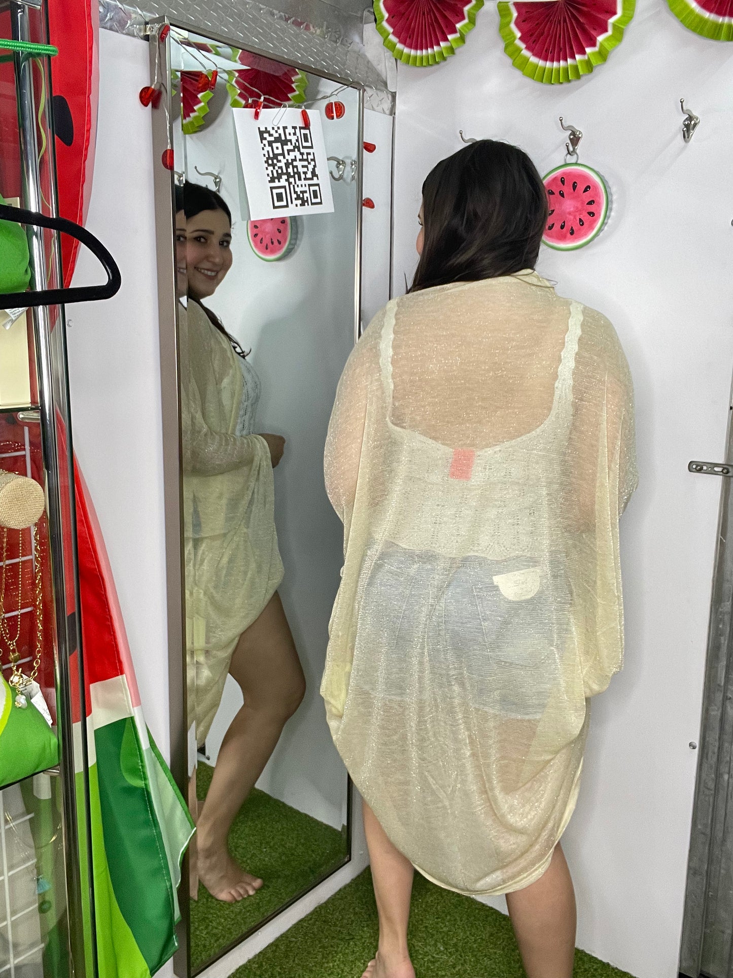 Kimono Lurex Sheer Shrug