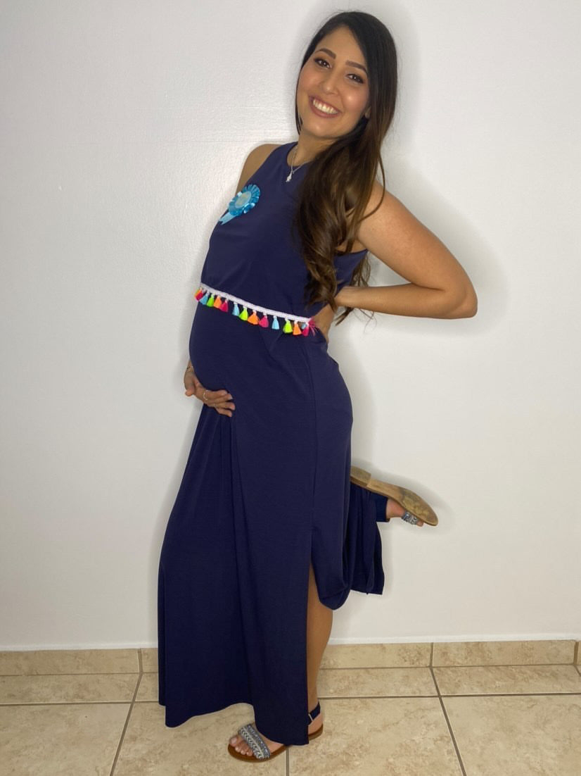 Maxi Dress w. Neón tassels
