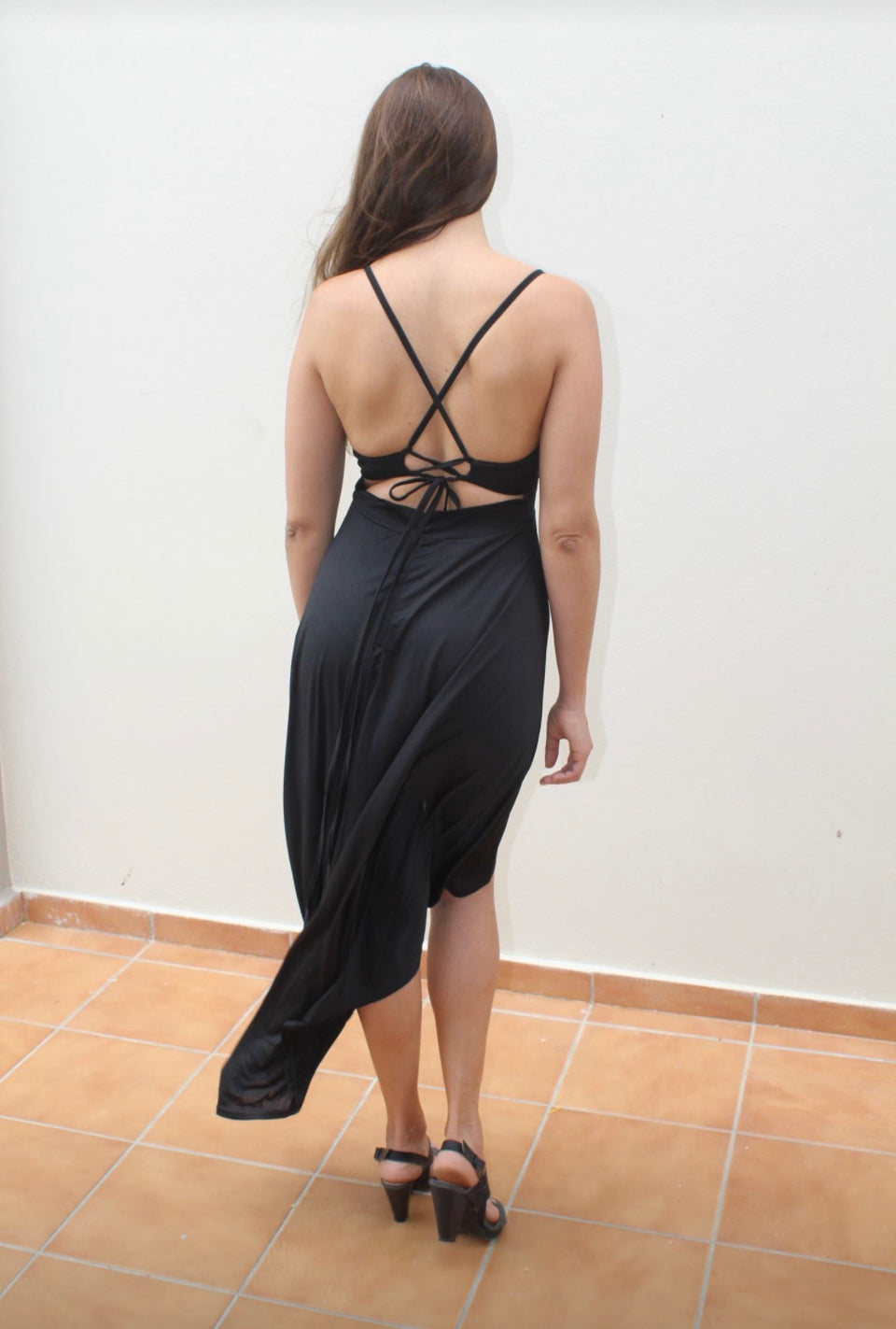 Black midi mullet dress