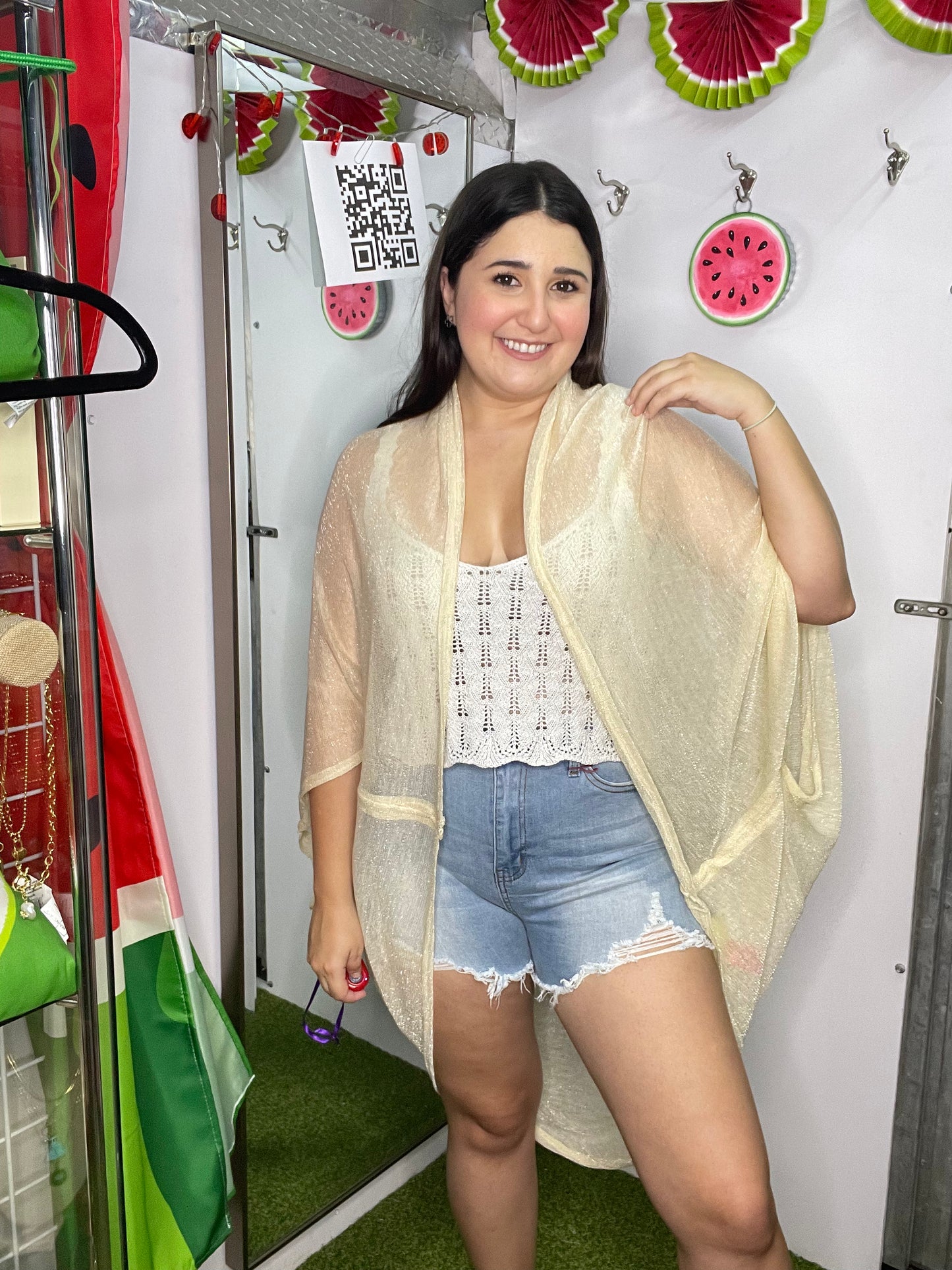Kimono Lurex Sheer Shrug