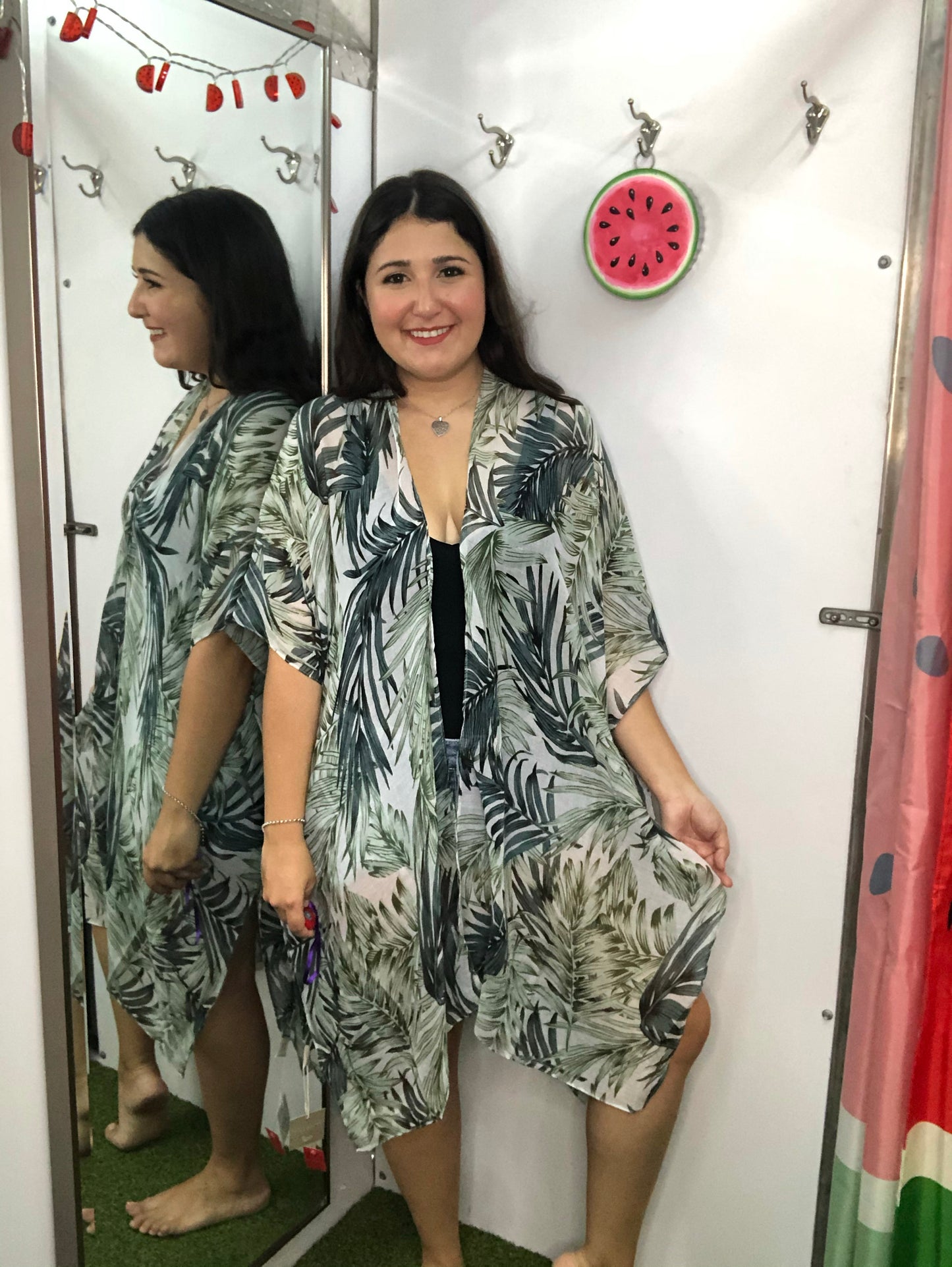 Kimono with Tropical Leaves