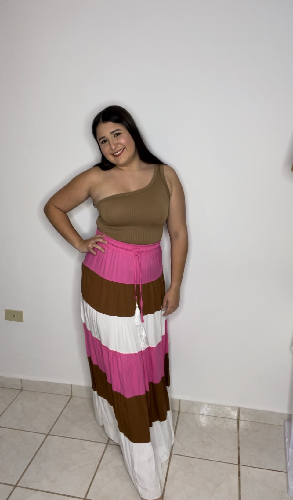 Color Block Long Skirt