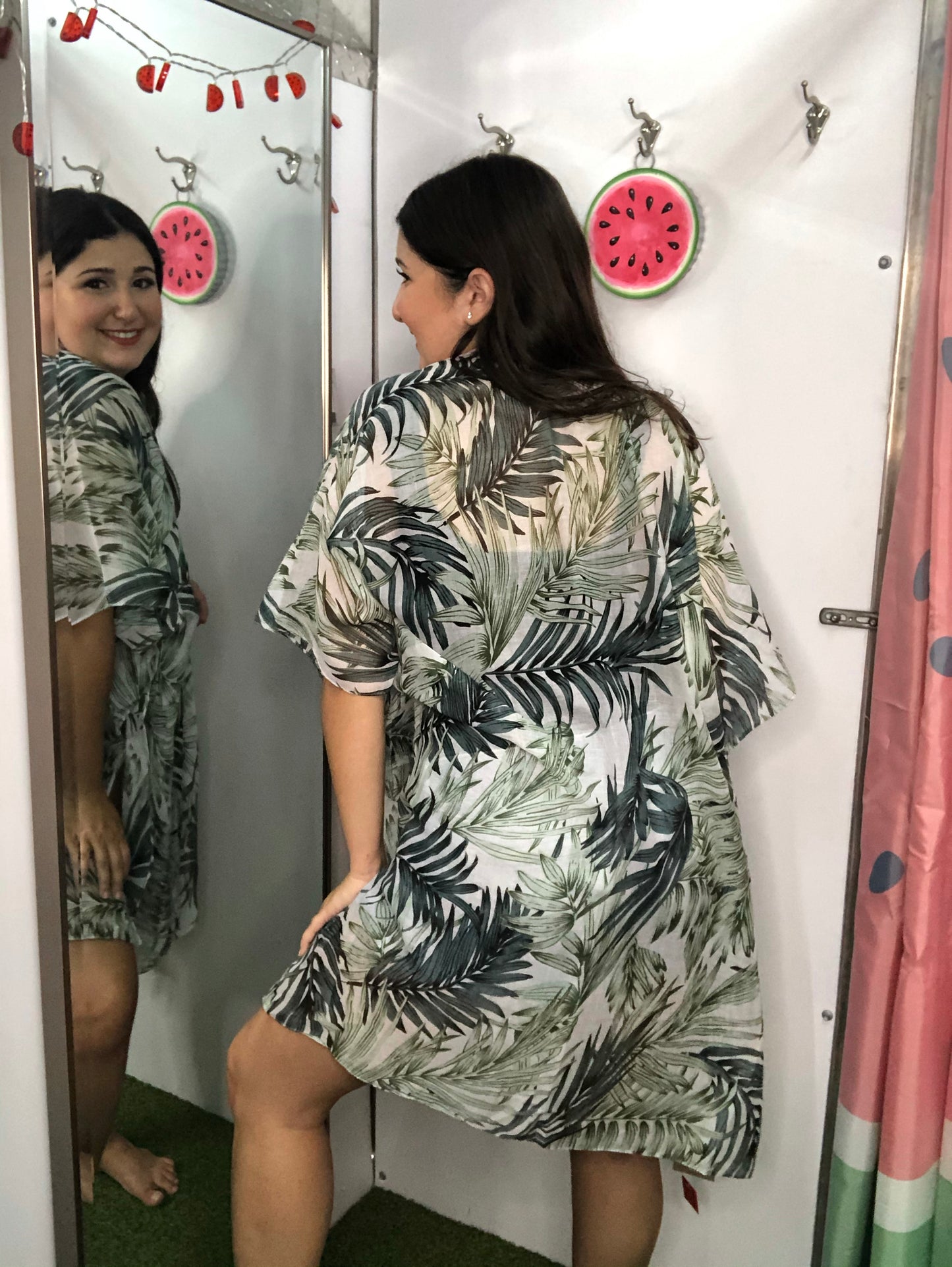 Kimono with Tropical Leaves
