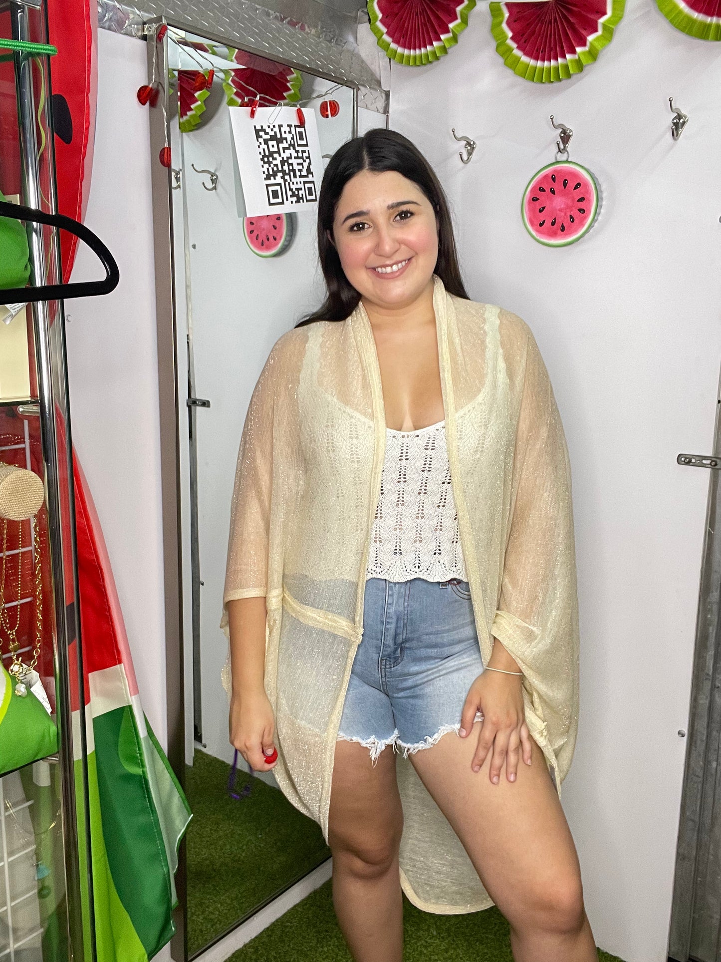 Kimono Lurex Sheer Shrug