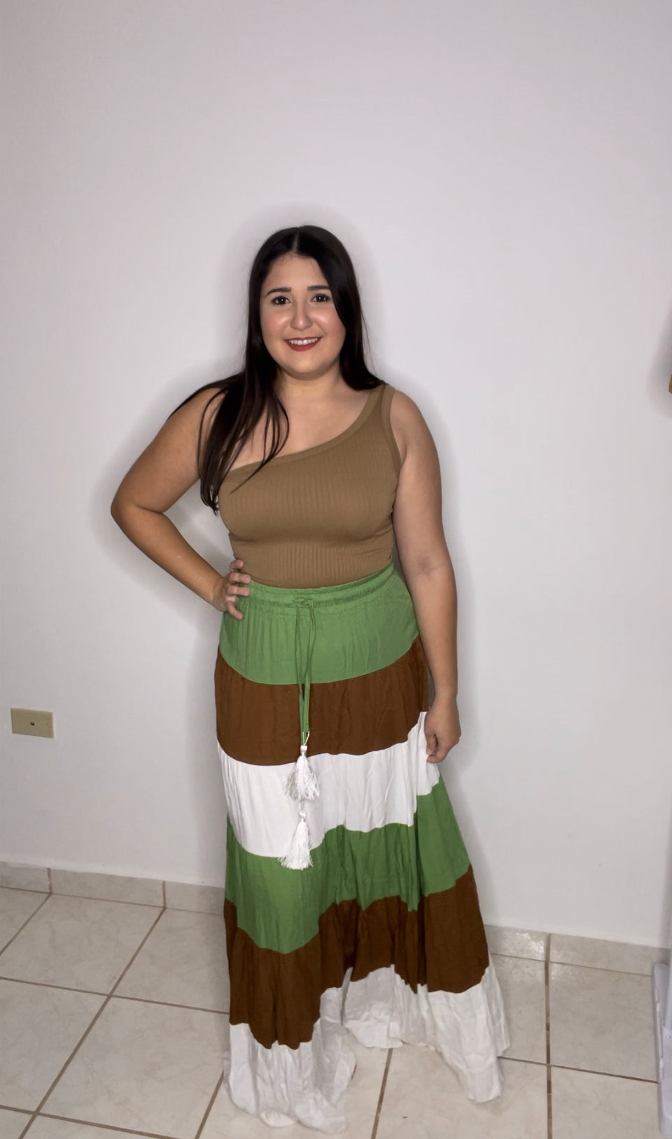 Color Block Long Skirt