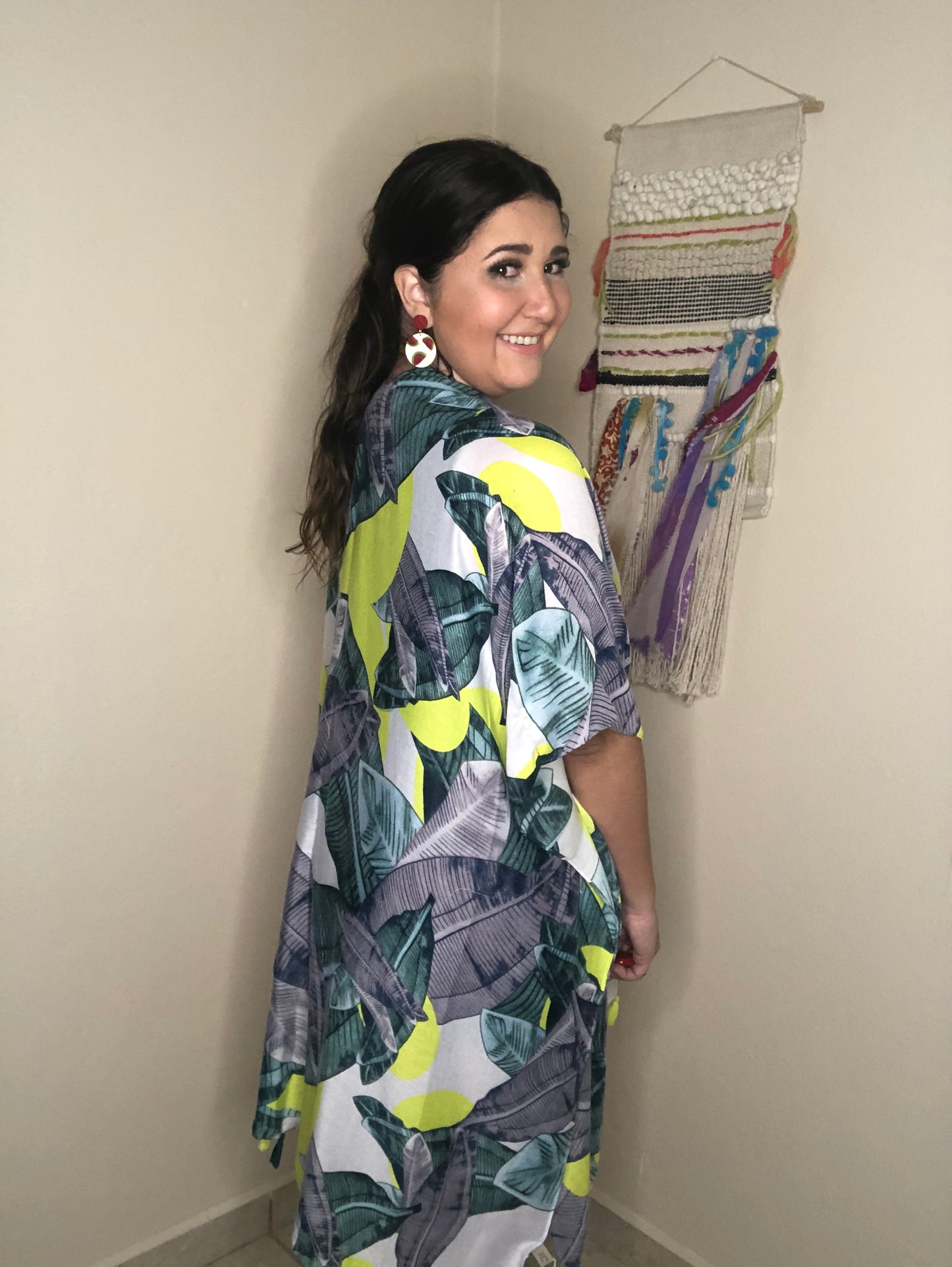 Kimono with Neon Leaves