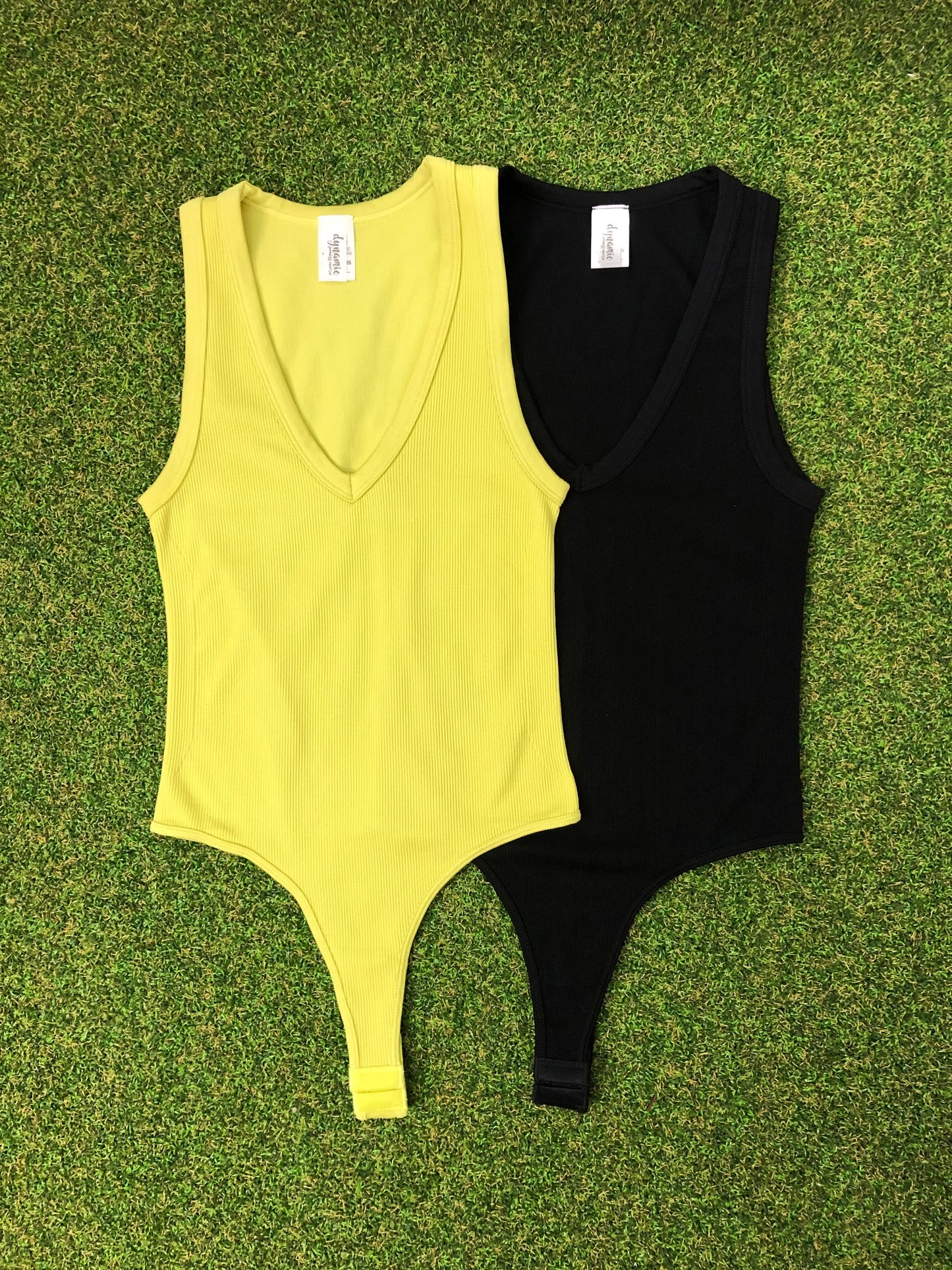Ribbed V Neck Bodysuit