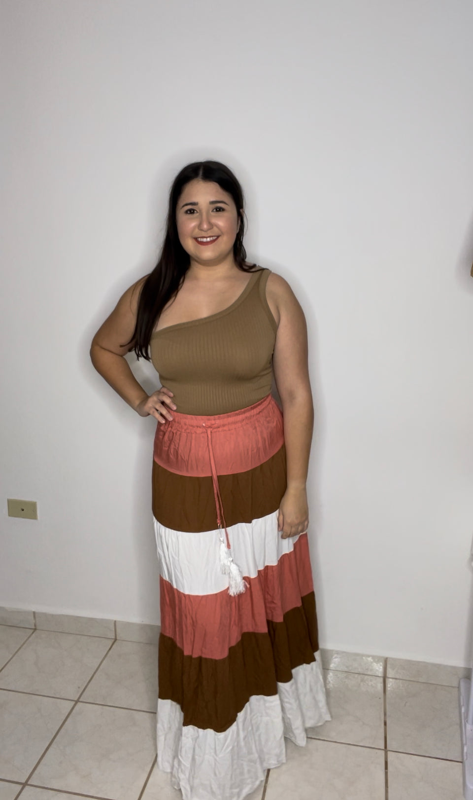 Color Block Long Skirt
