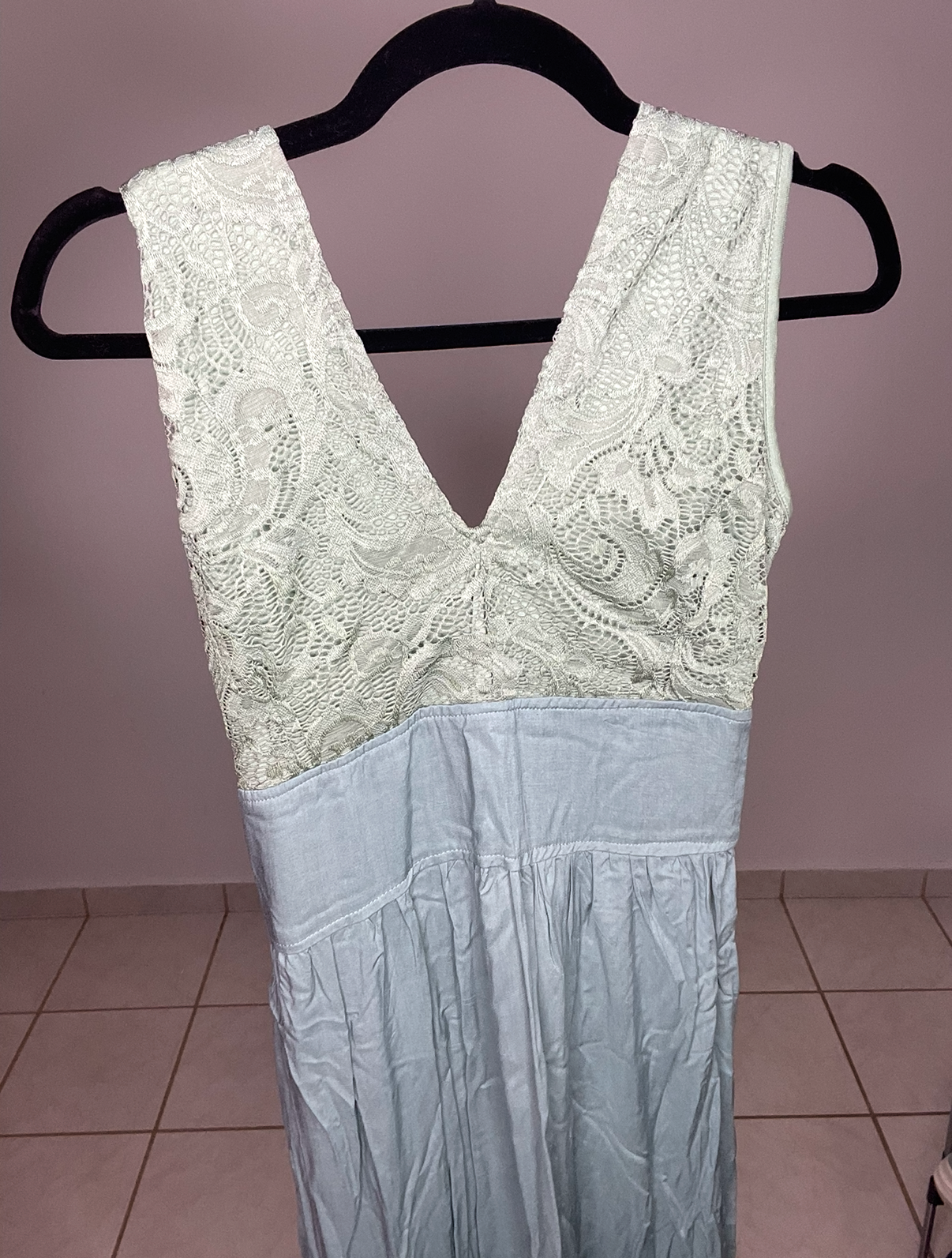 Long Dress with Lace Top