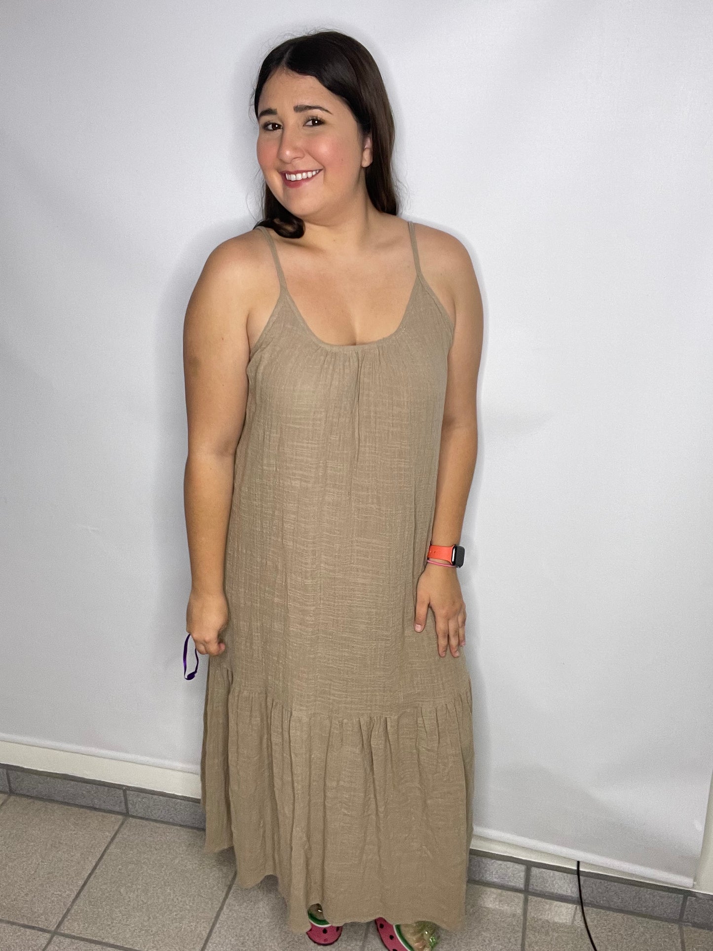 Olive Ruffle Long Dress