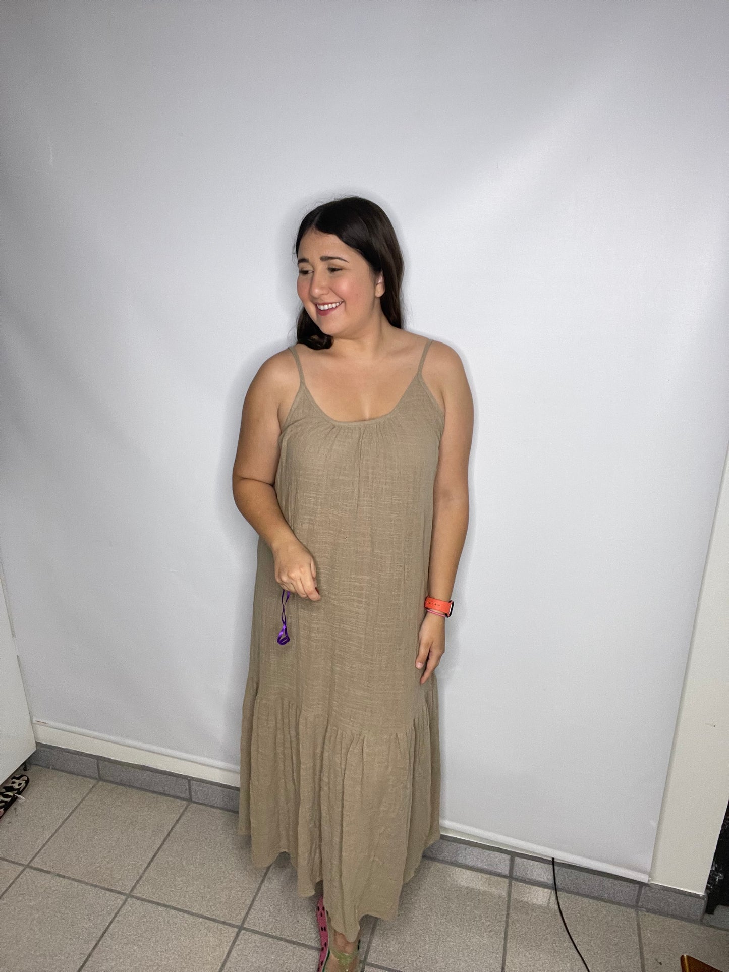 Olive Ruffle Long Dress