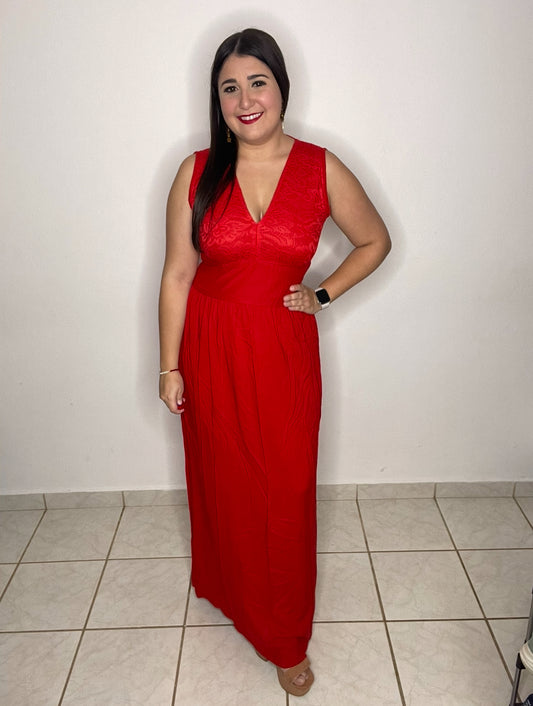 Long Dress with Lace Top