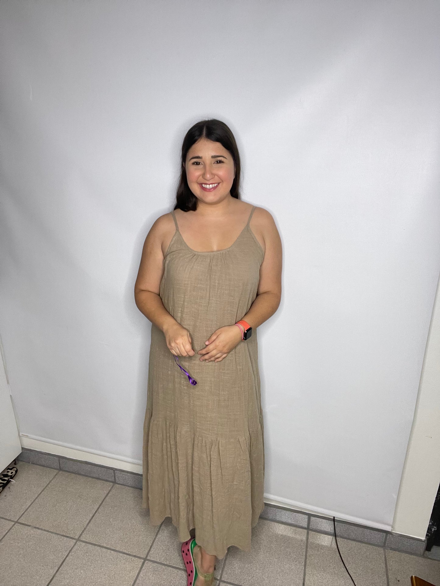 Olive Ruffle Long Dress