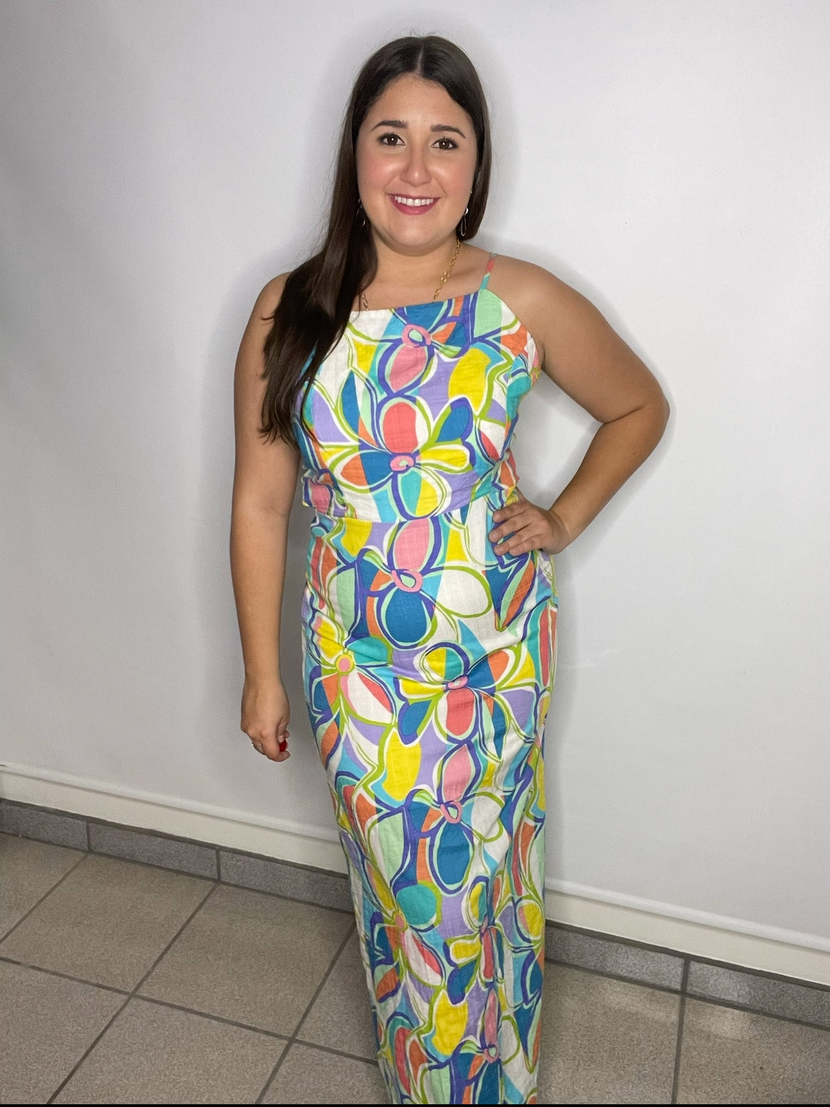 Maxi Dress Multicolor Floral Print