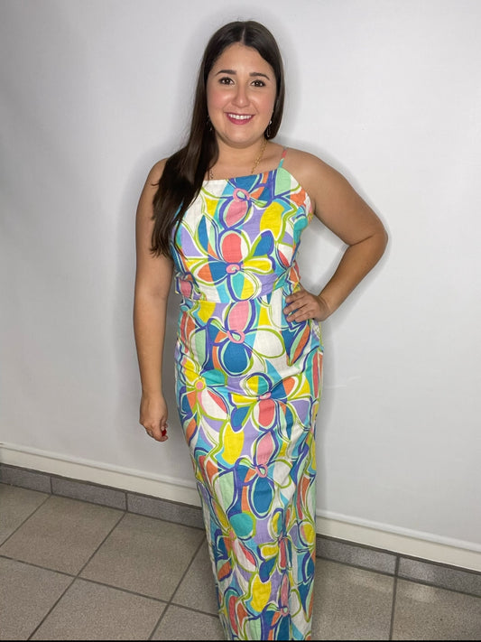 Maxi Dress Multicolor Floral Print