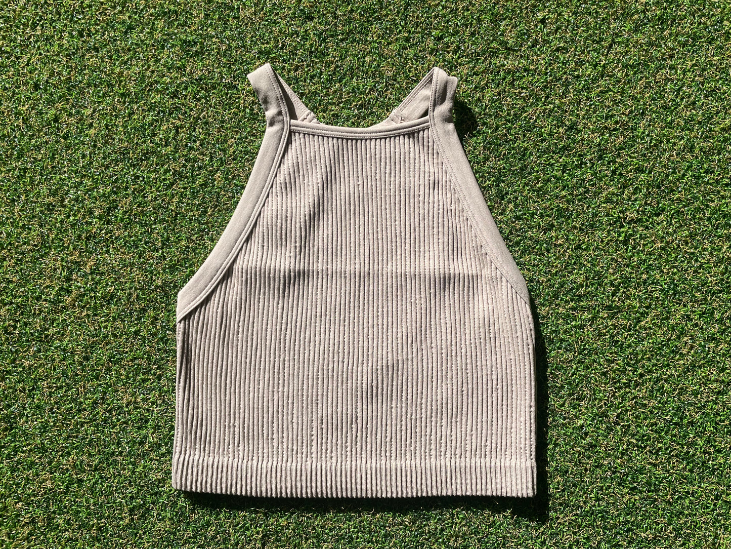 Ribbed High Neck Crop Top