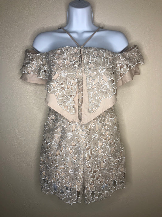 Beige Flowers Romper