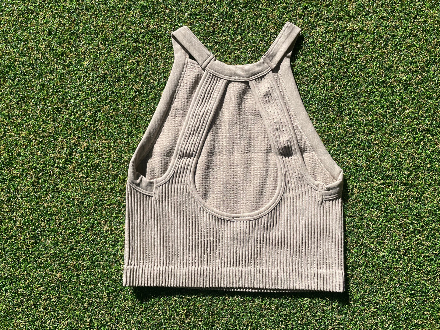 Ribbed High Neck Crop Top