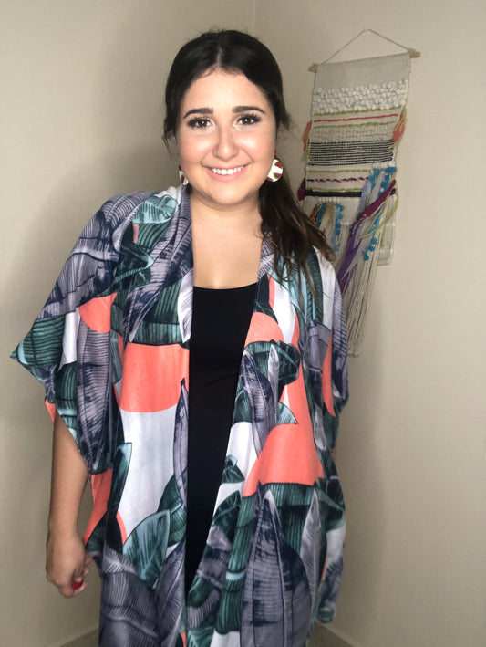 Kimono with Neon Leaves