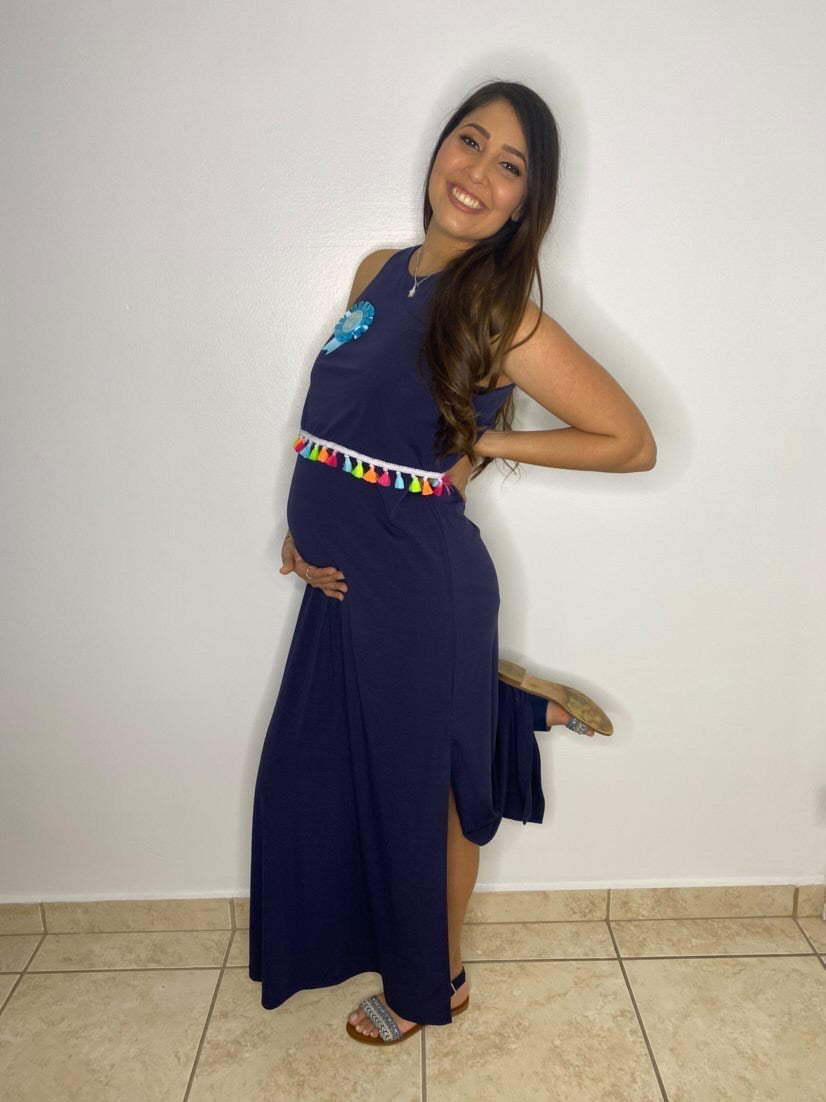 Maxi Dress w. Neón tassels