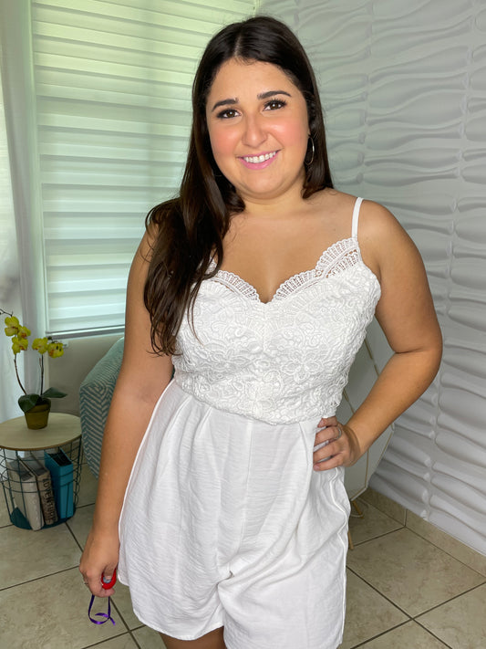 White flowers rompers