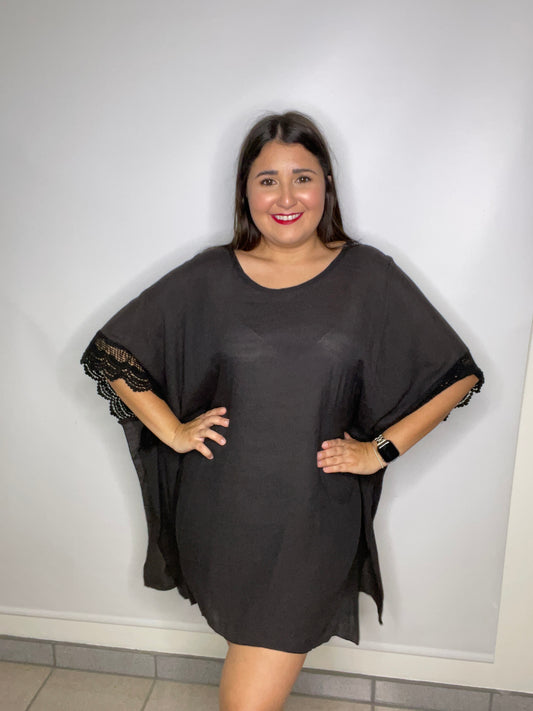 Black lace detail Poncho