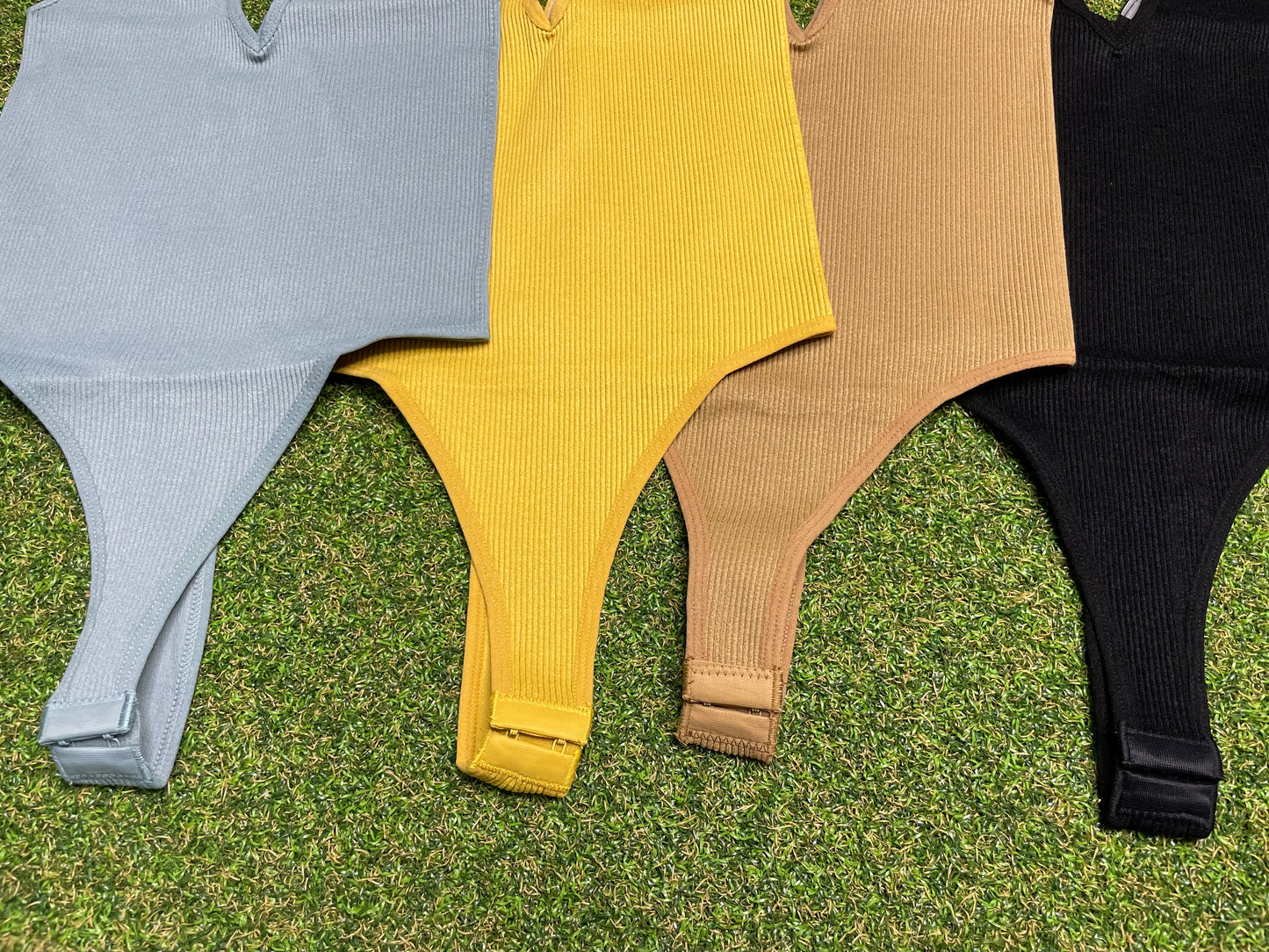 Ribbed V Neck/Back Bodysuit