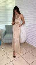 Load image into Gallery viewer, Gold satin long dress
