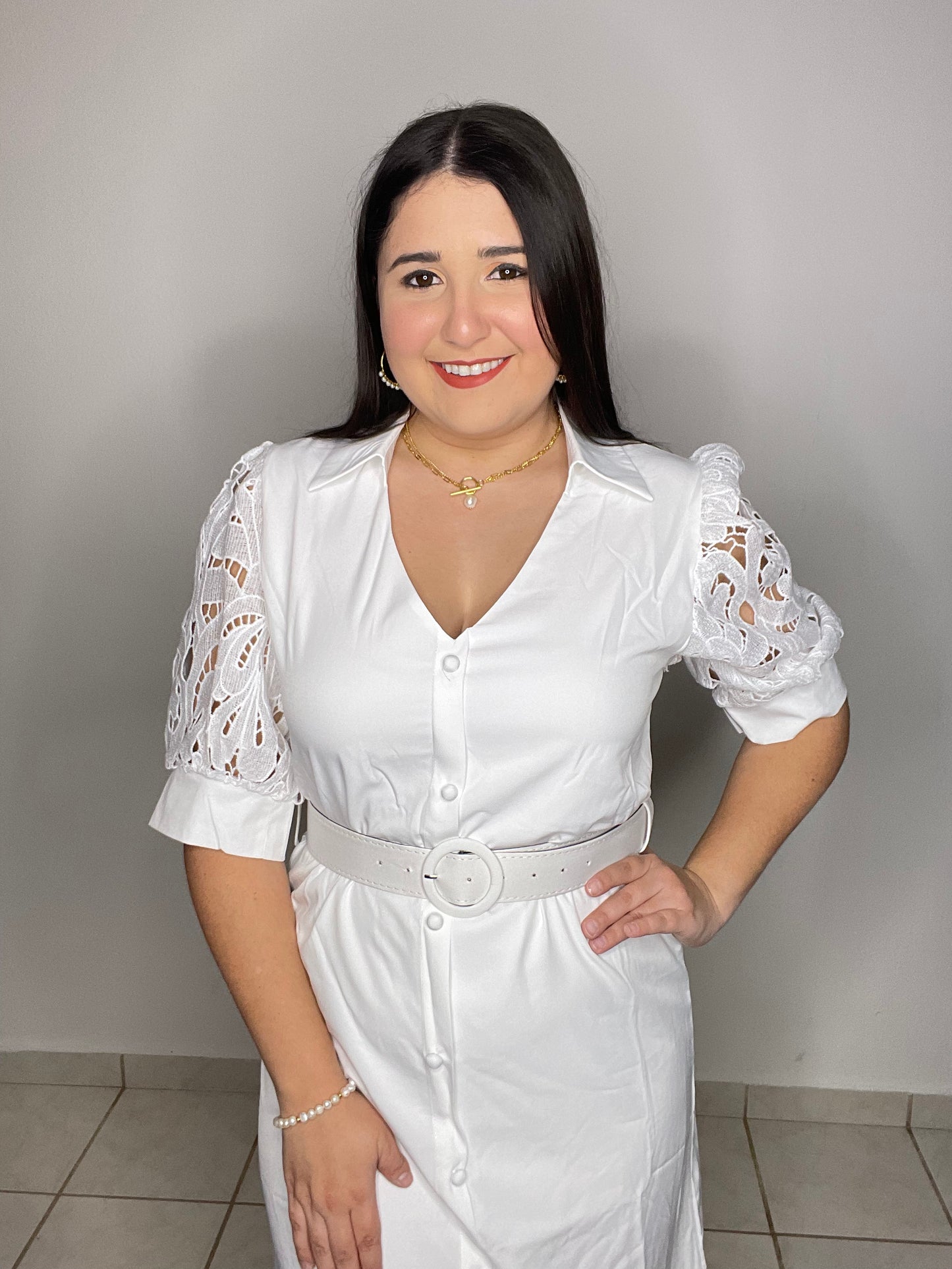 White Elegant Lace Long Dress