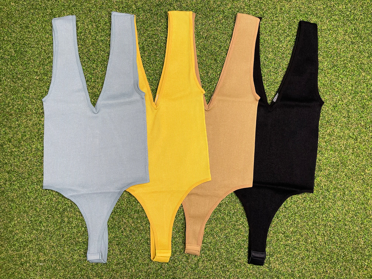 Ribbed V Neck/Back Bodysuit